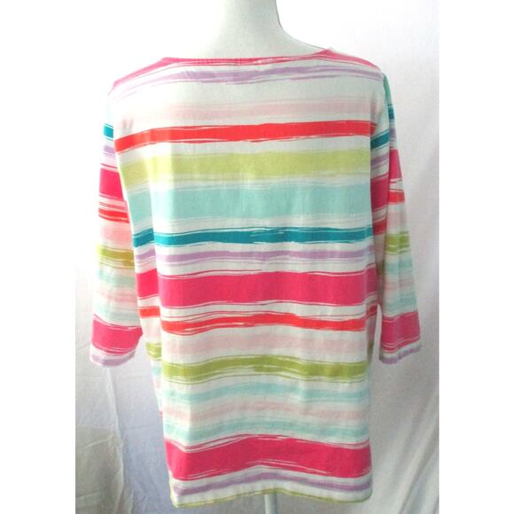 CJ Banks Women's Plus 3/4 Sleeve Multi Corlor Striped Shirt Size 1X - Picture 5 of 10